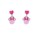 925 Sterlling Silver Minnie Mouse Pink Enamel Love Heart Drop Earrings