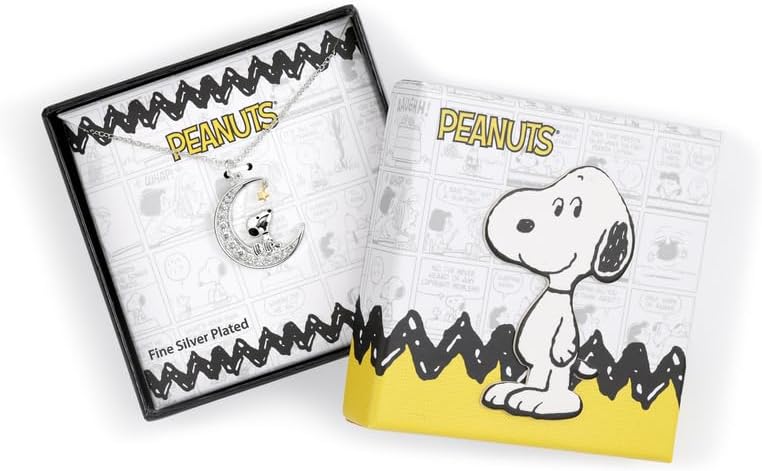 Peanuts Snoopy in Moon Women's Silver Necklace Fan Merch TV Series Cartoon