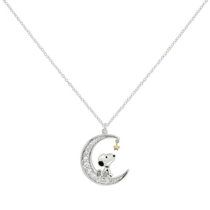 Peanuts Snoopy in Moon Women's Silver Necklace Fan Merch TV Series Cartoon