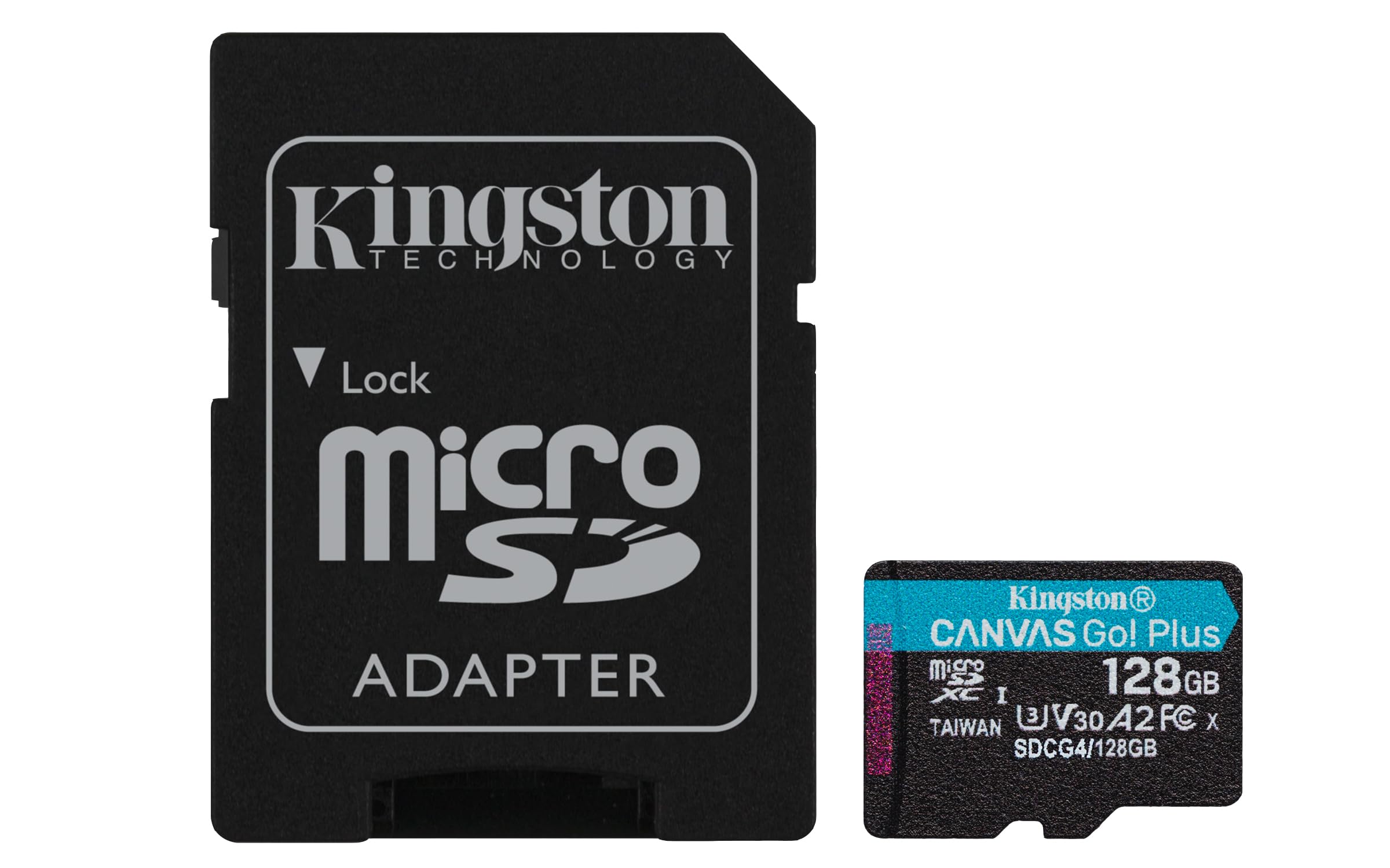 Kingston Canvas Go Plus microSDXC Memory Card Gen4 200MB/s A2 U3 V30 128GB Card + Adapter-SDCG4/