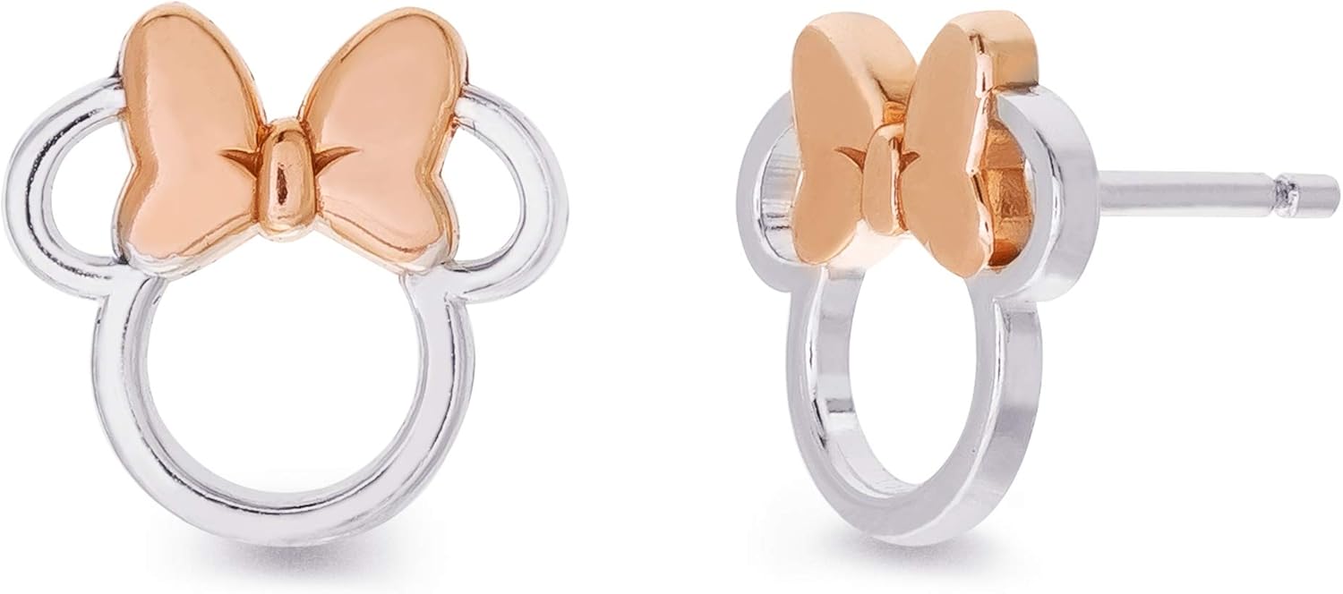 Minnie Mouse Silver and Rose Gold Earrings E901880TL