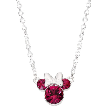 Minnie Mouse Silver Pink Stone Set Necklace N902352ROCTL-18