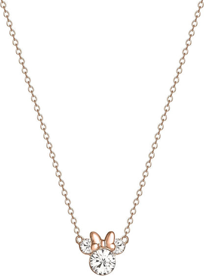 Minnie Mouse Silver and Rose Gold Stone Set Necklace N902302PRWL-16.PH