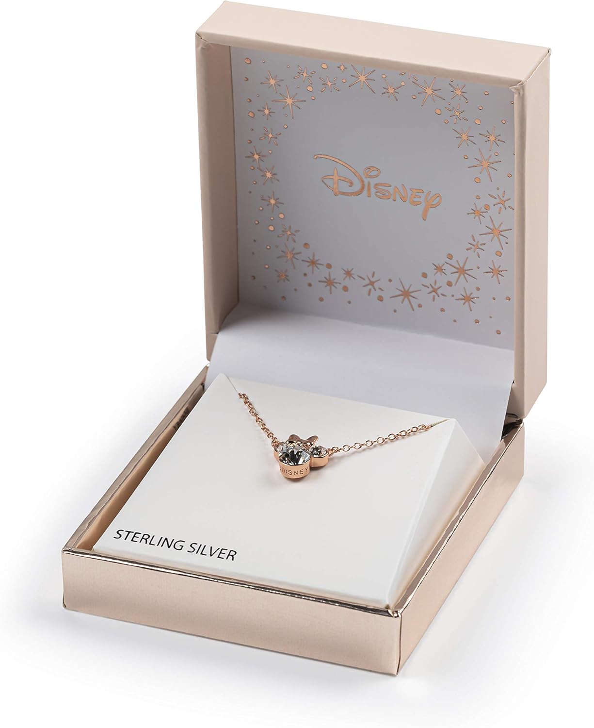 Minnie Mouse Silver and Rose Gold Stone Set Necklace N902302PRWL-16.PH