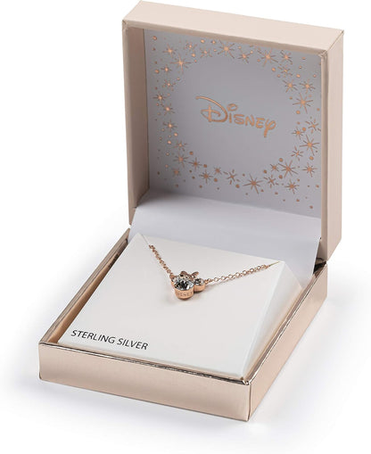 Minnie Mouse Silver and Rose Gold Stone Set Necklace N902302PRWL-16.PH