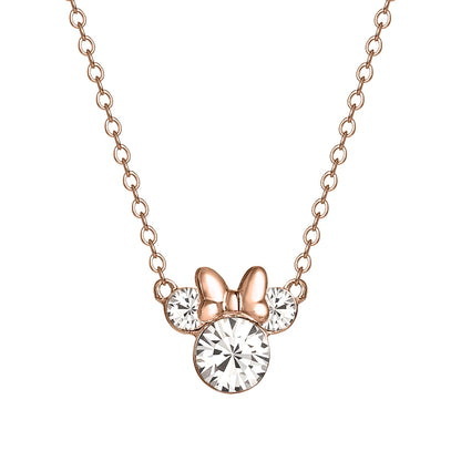 Minnie Mouse Silver and Rose Gold Stone Set Necklace N902302PRWL-16.PH