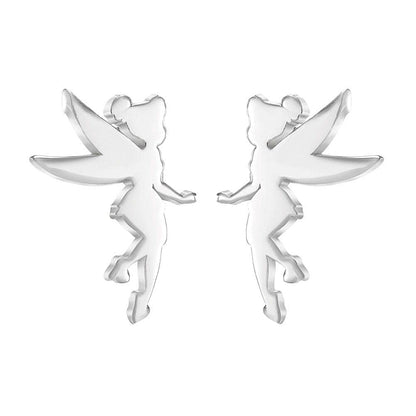 Tinker Bell Sterling Silver Silhouette Stud Earrings