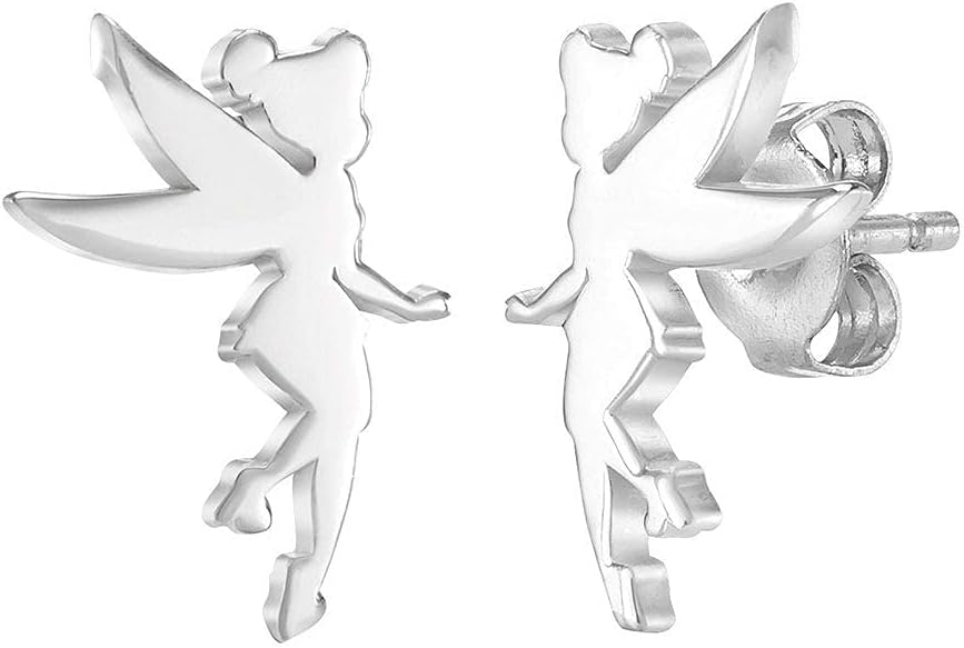 Tinker Bell Sterling Silver Silhouette Stud Earrings