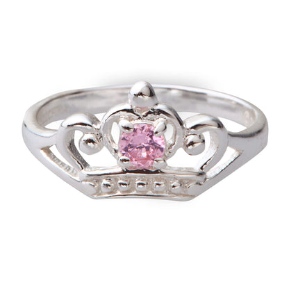 Disney Princess Children`S Sterling Silver Cz Crown Ring