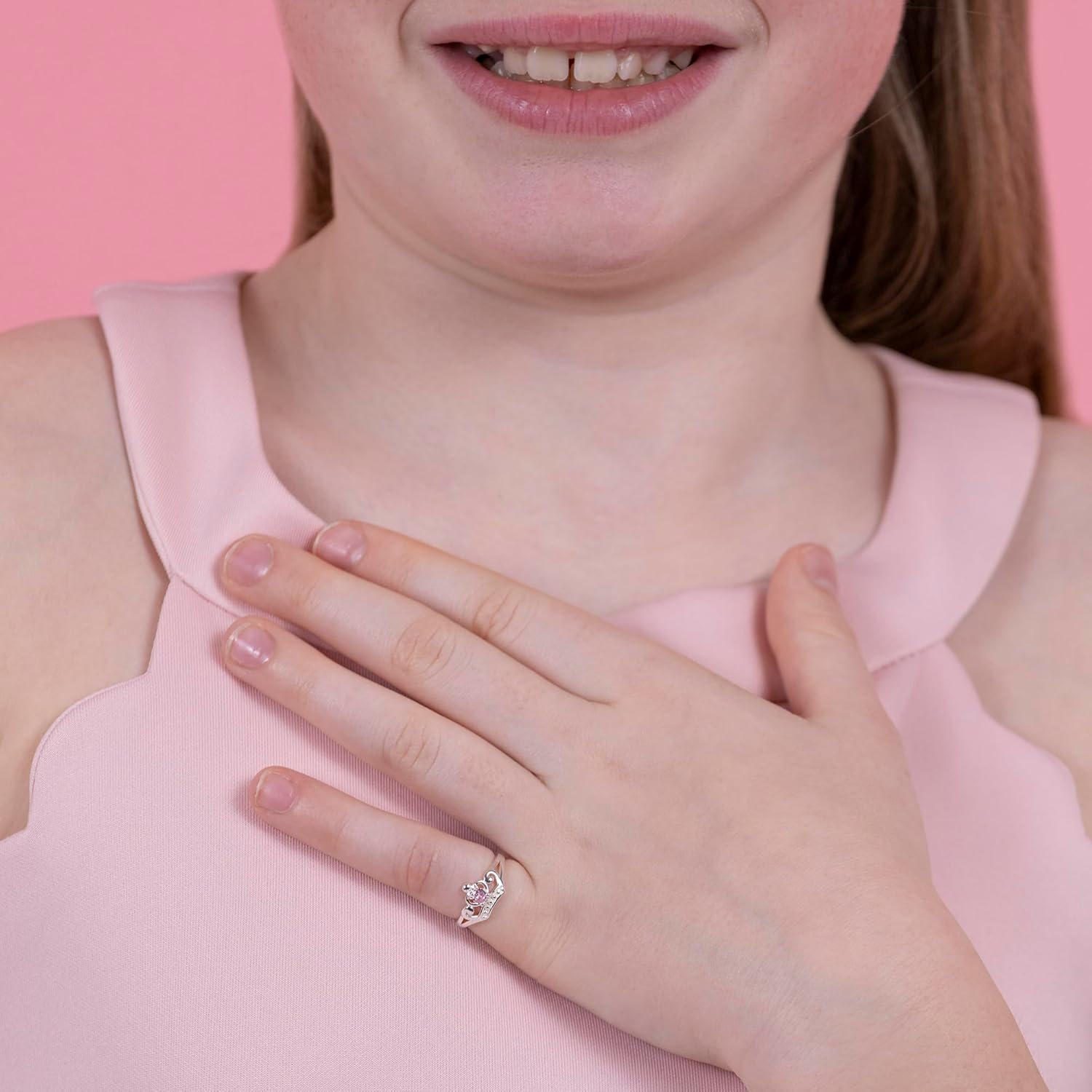 Disney Princess Children`S Sterling Silver Cz Crown Ring