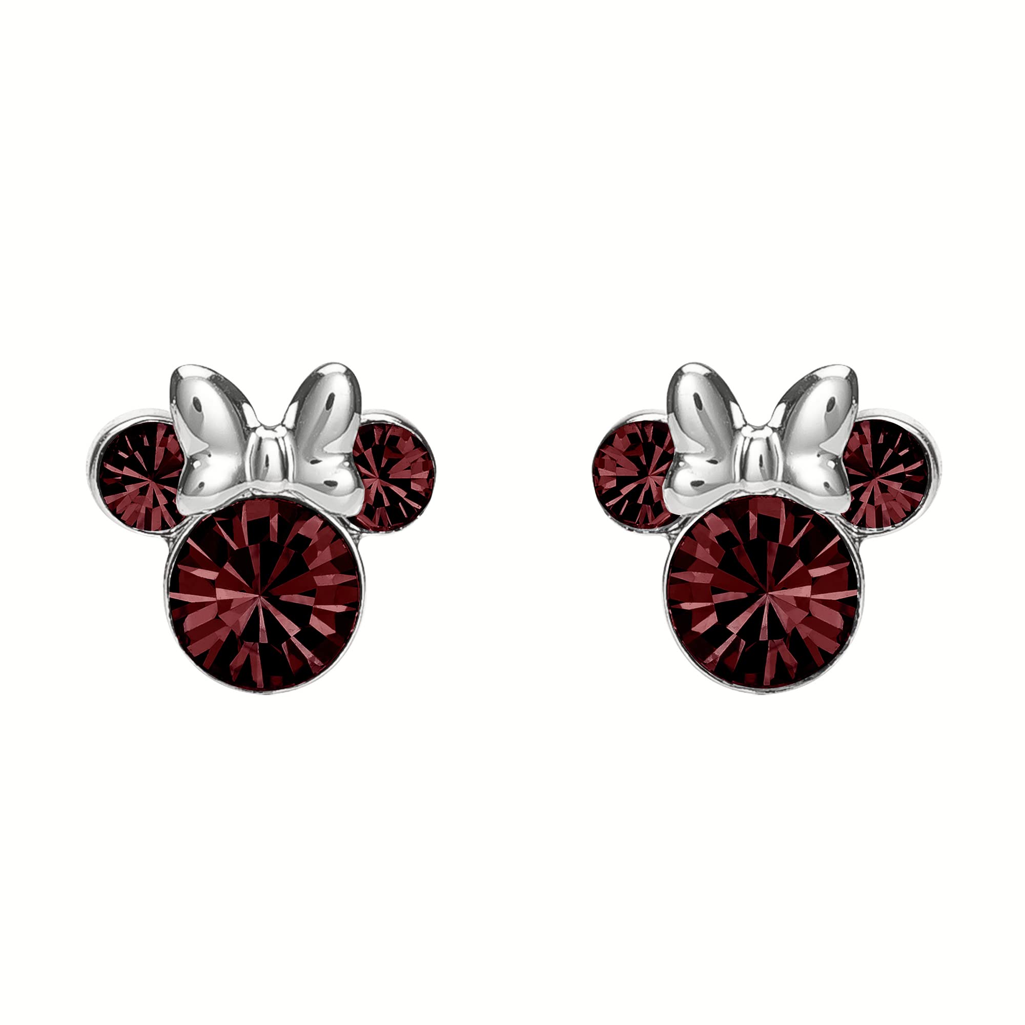 Disney Minnie Mouse Sterling Silver January Birthstone Earrings