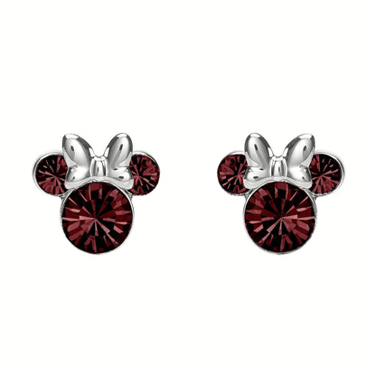 Disney Minnie Mouse Sterling Silver January Birthstone Earrings