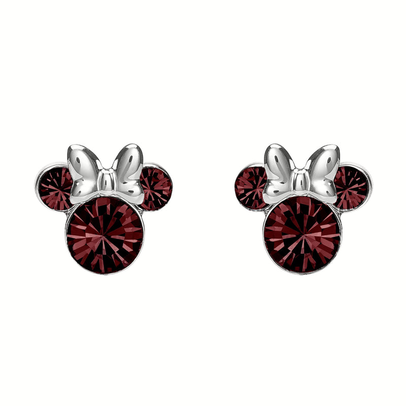 Disney Minnie Mouse Sterling Silver January Birthstone Earrings