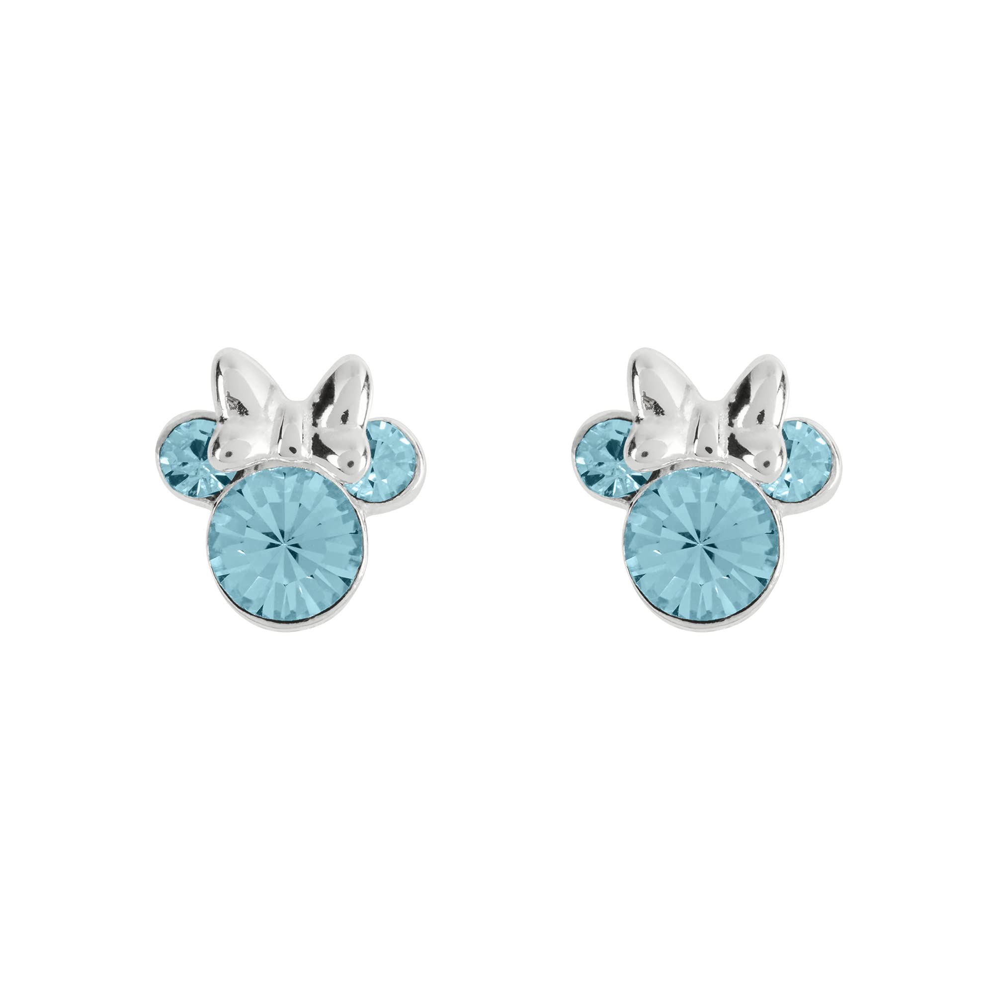 Disney Minnie Mouse Sterling Silver March Birthstone Earrings