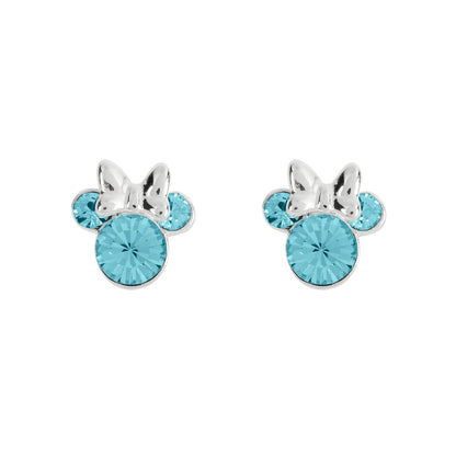 Disney Minnie Mouse Sterling Silver March Birthstone Earrings