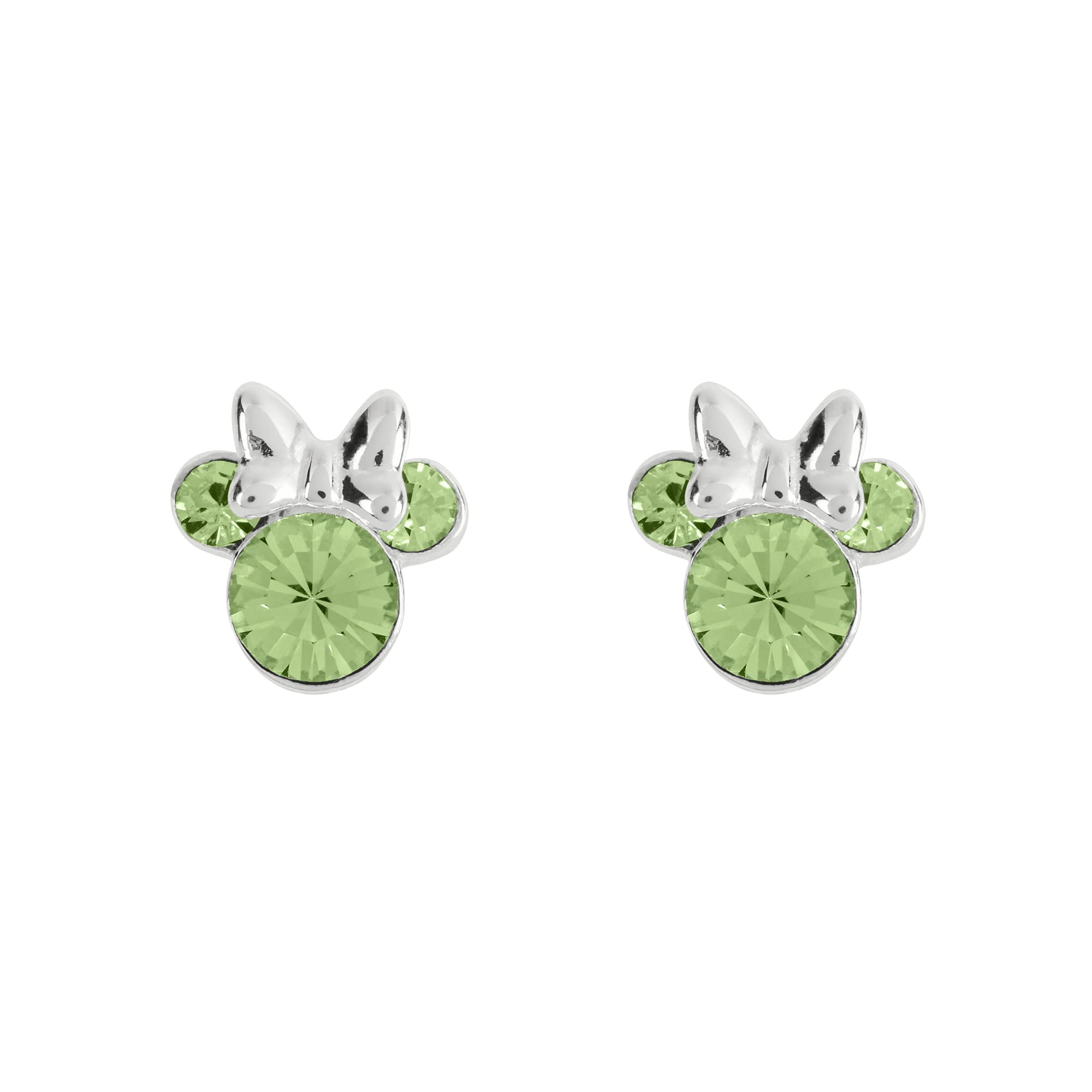 Disney Minnie Mouse Sterling Silver August Birthstone Earrings