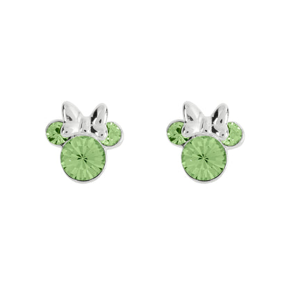 Disney Minnie Mouse Sterling Silver August Birthstone Earrings