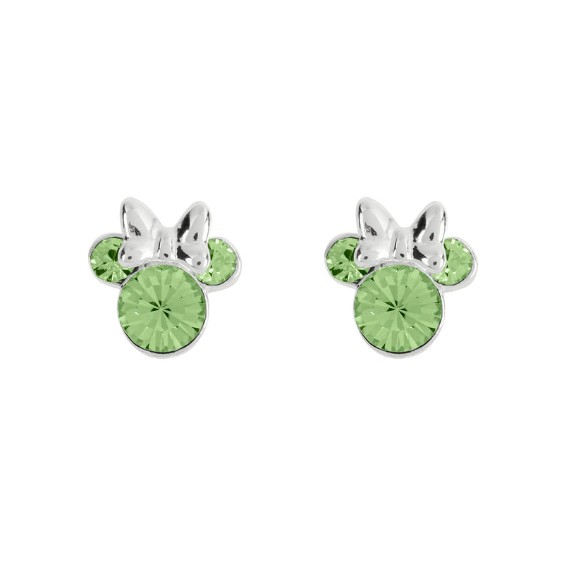 Disney Minnie Mouse Sterling Silver August Birthstone Earrings