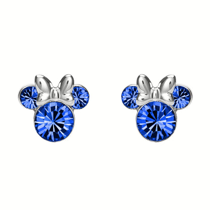 Disney Minnie Mouse Sterling Silver September Birthstone Earrings