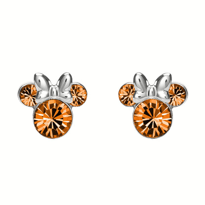 Disney Minnie Mouse Girls Womens Sterling Silver November Birthstone Stud Earrings