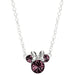 Disney Minnie Mouse Sterling Silver February Birthstone Crystal Necklace