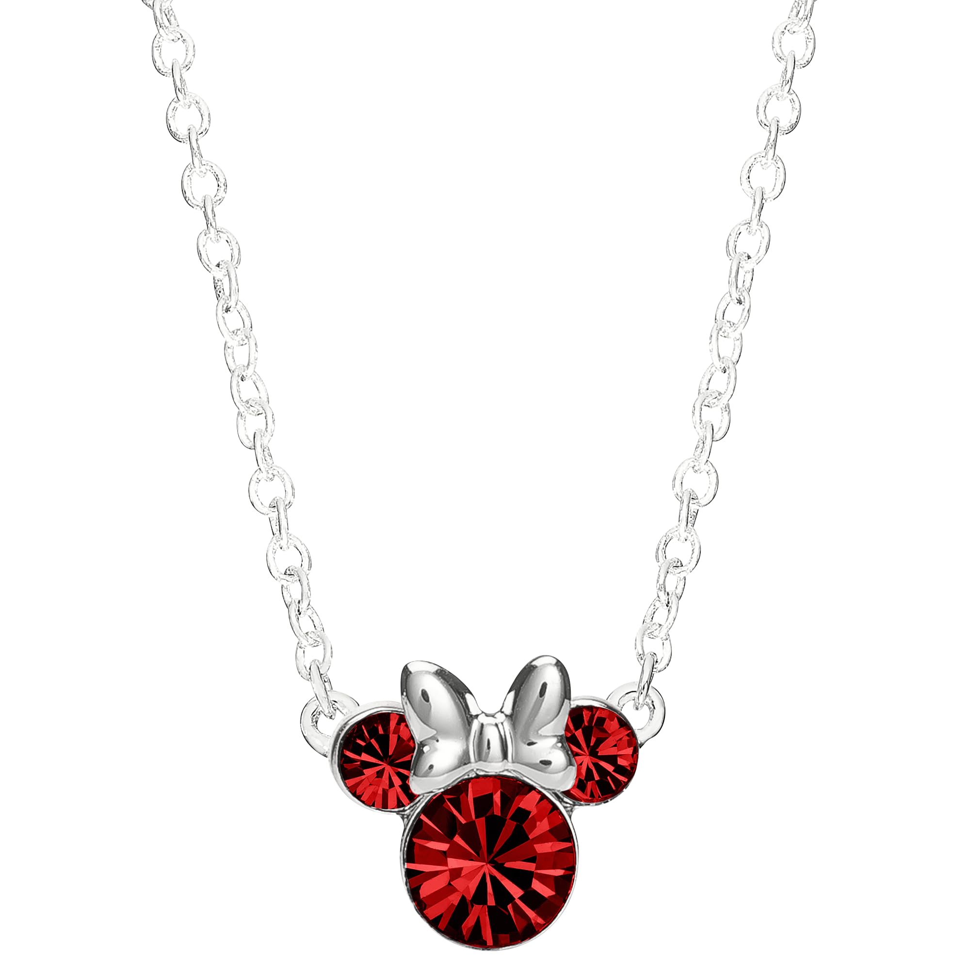 925 Minnie Mouse July Birthstone Crystal Necklace