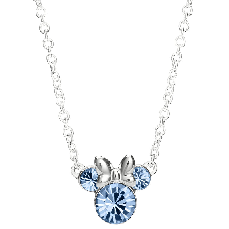 Disney Minnie Mouse Sterling Silver December Birthstone Crystal Necklace