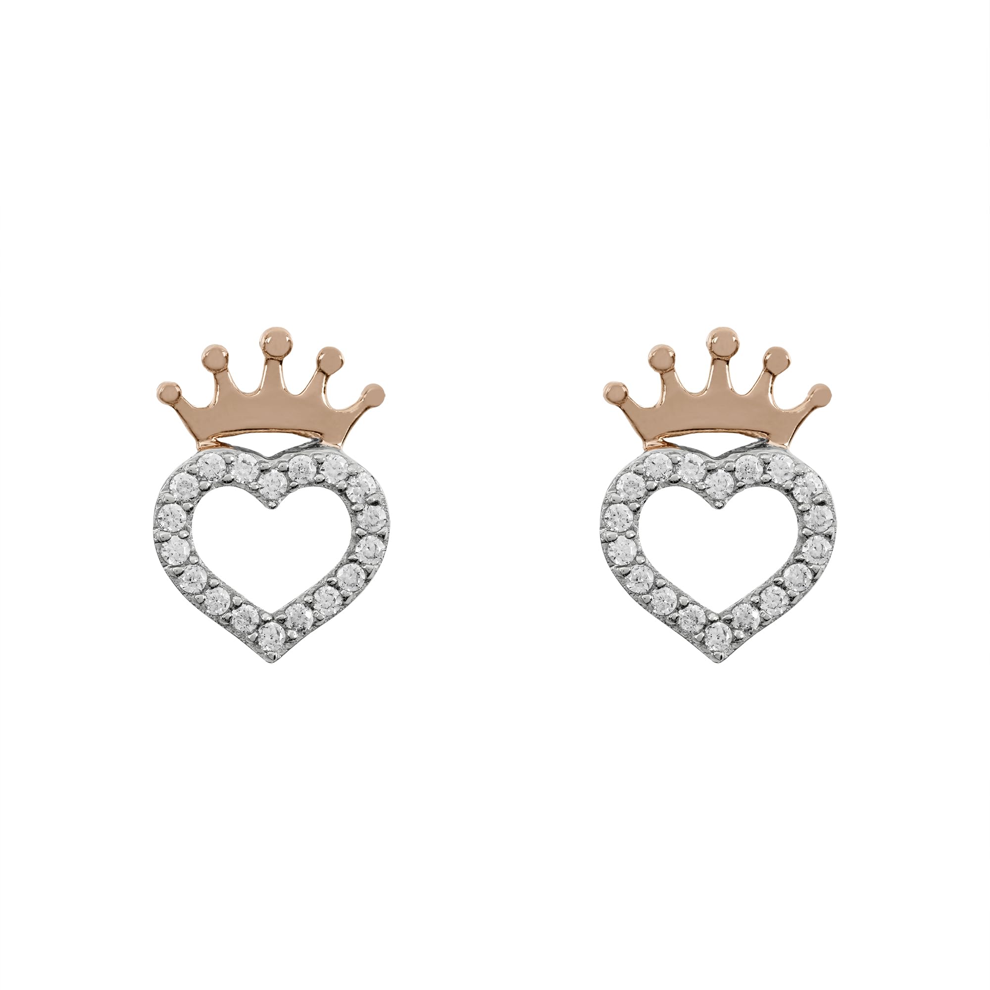 Disney Sterling Silver Two Tone 18ct Gold Plated Crown Heart Stud Earrings E905643TZWL-B.PH