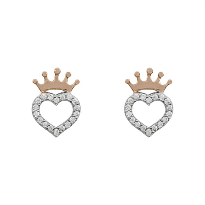 Disney Sterling Silver Two Tone 18ct Gold Plated Crown Heart Stud Earrings E905643TZWL-B.PH