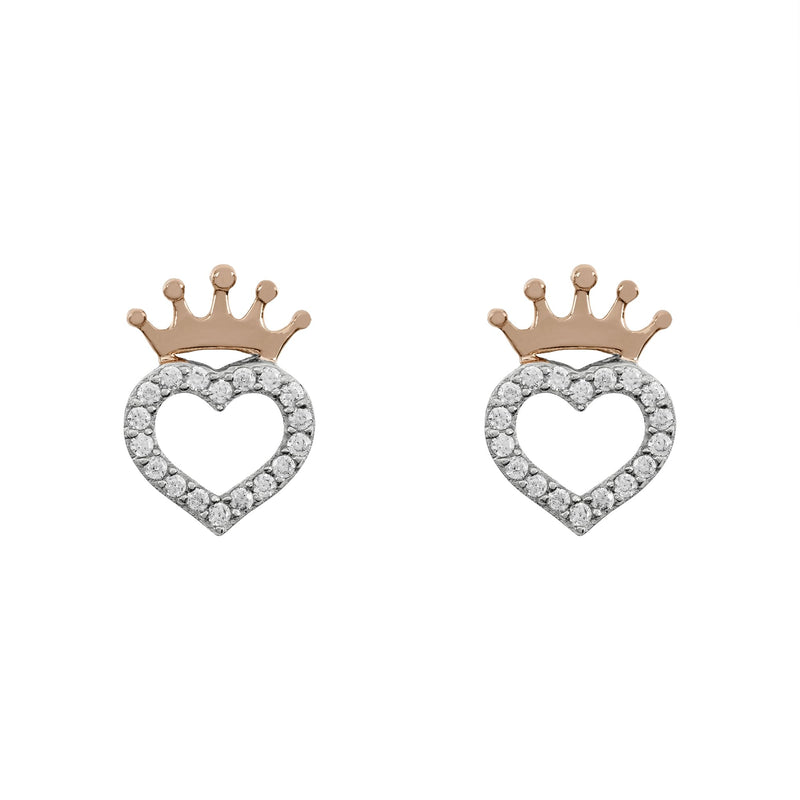 Disney Sterling Silver Two Tone 18ct Gold Plated Crown Heart Stud Earrings E905643TZWL-B.PH