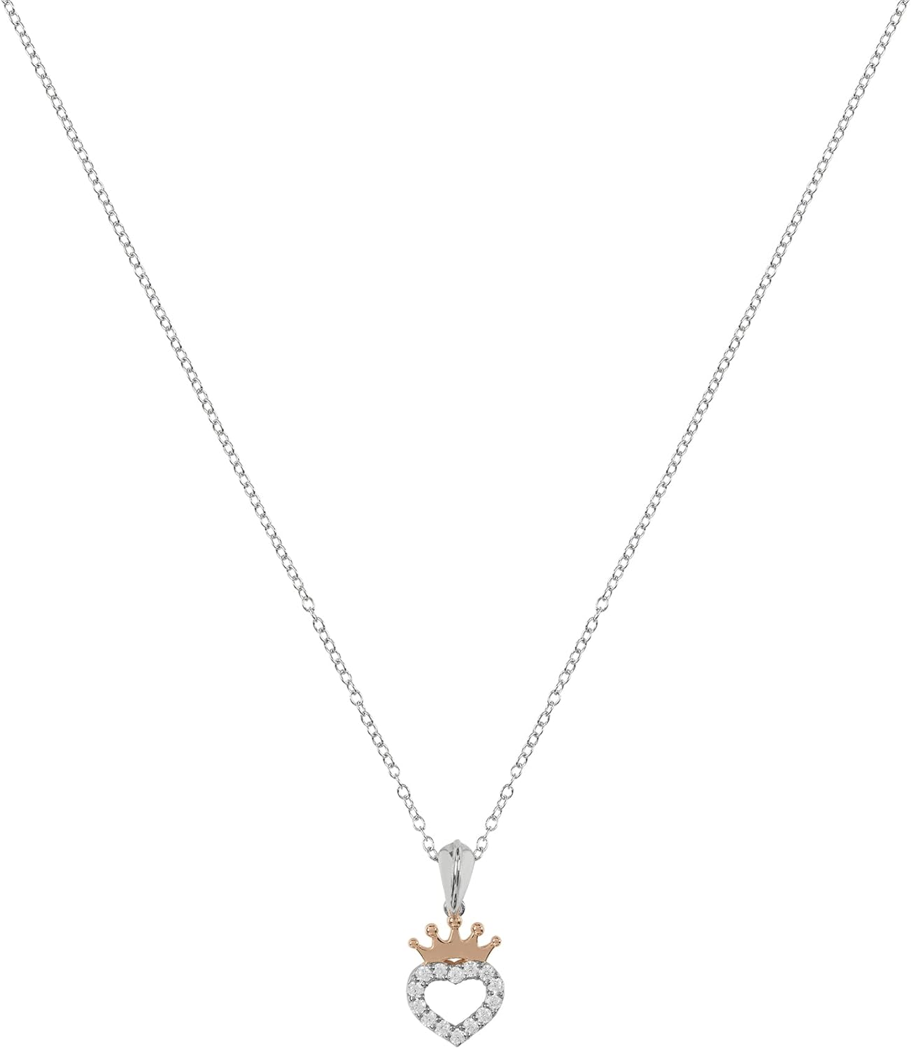 Disney Sterling Silver 18ct Gold Plated CZ Heart Crown Pendant Necklace N902753TZWL-18.PH
