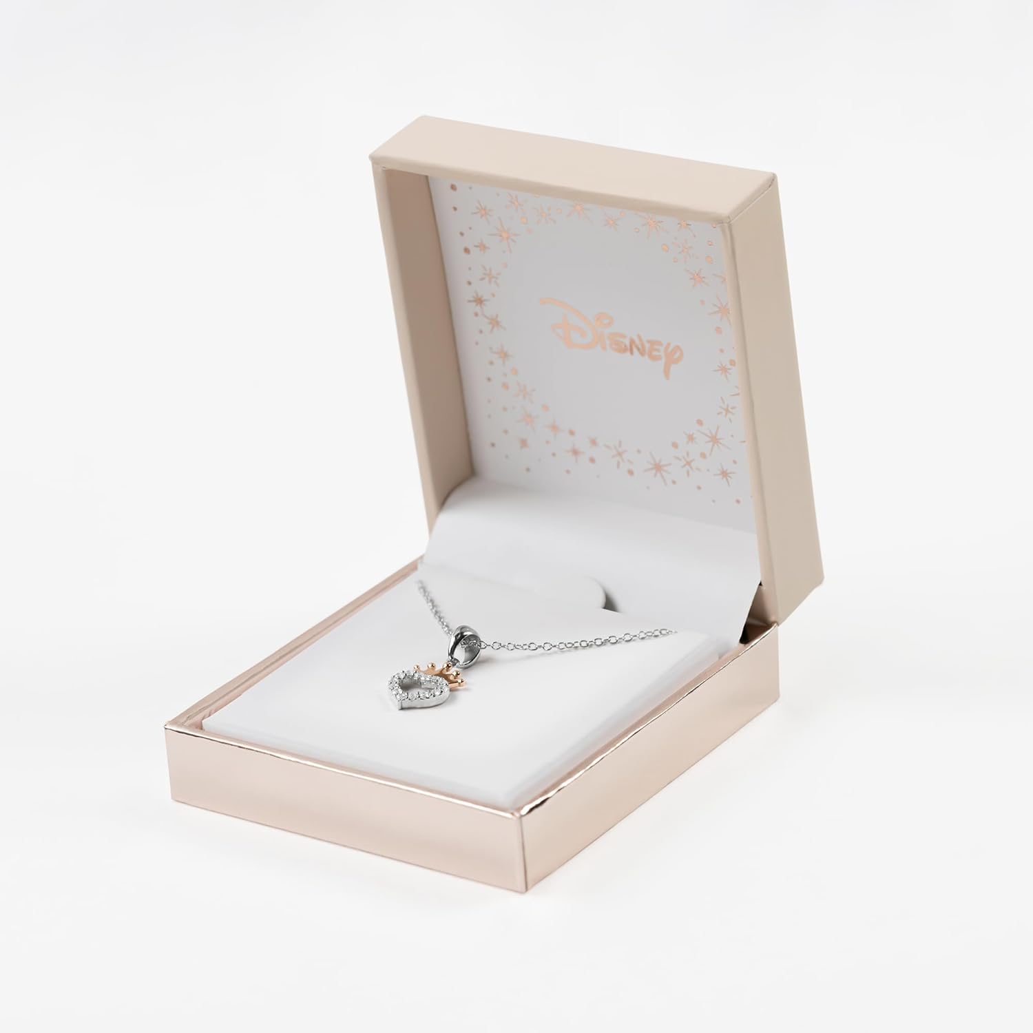 Disney Sterling Silver 18ct Gold Plated CZ Heart Crown Pendant Necklace N902753TZWL-18.PH