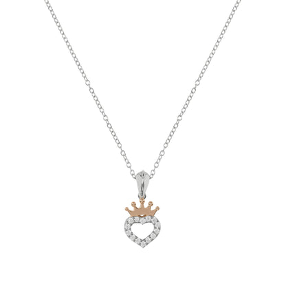 Disney Sterling Silver 18ct Gold Plated CZ Heart Crown Pendant Necklace N902753TZWL-18.PH