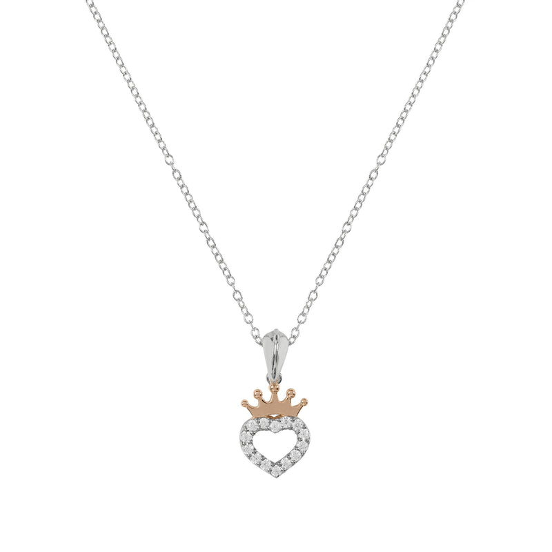 Disney Sterling Silver 18ct Gold Plated CZ Heart Crown Pendant Necklace N902753TZWL-18.PH