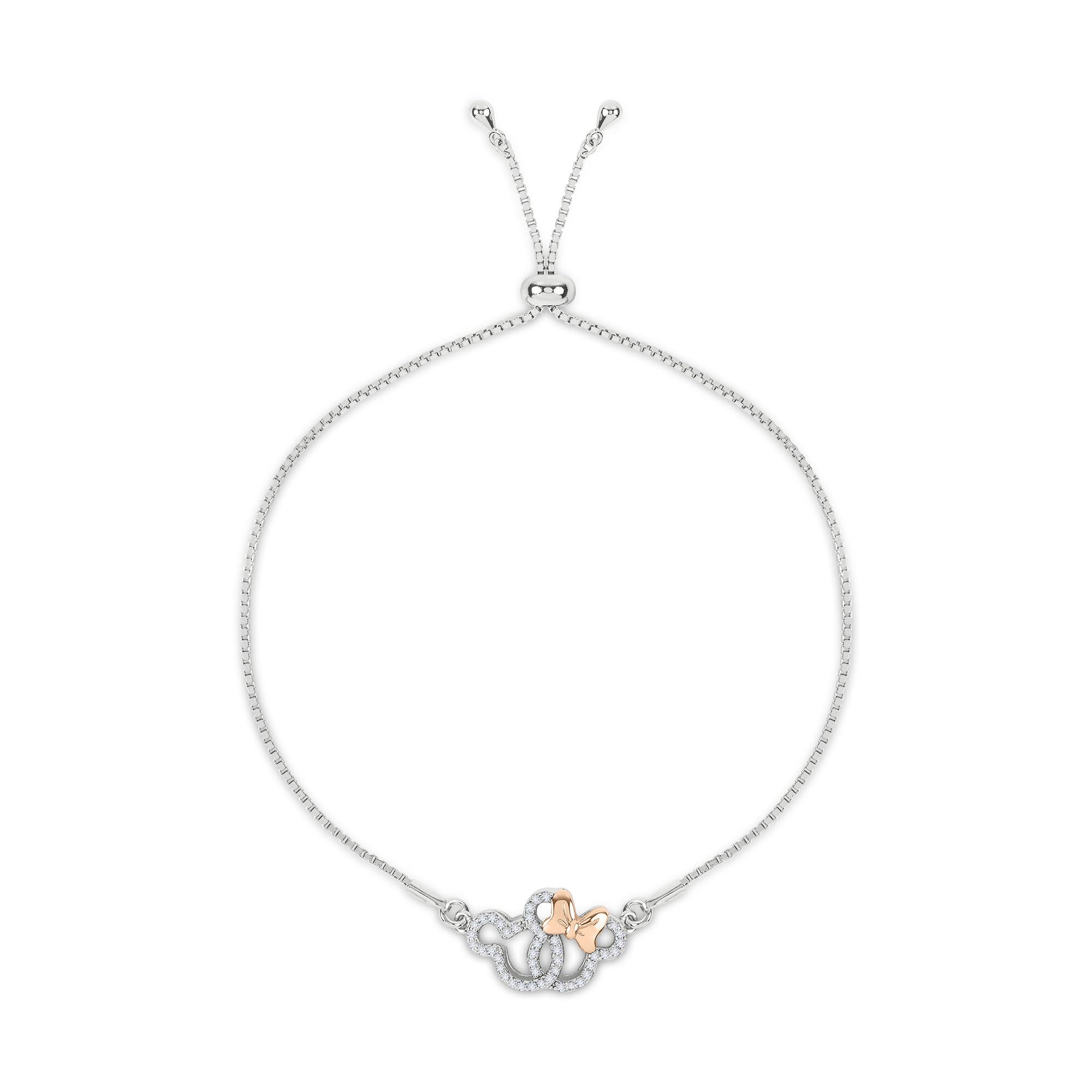 Disney Mickey & Minnie Mouse Two Tone Plated Sterling Silver Stone Set Bracelet B902055Tzwl.Ph