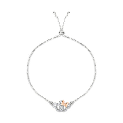 Disney Mickey & Minnie Mouse Two Tone Plated Sterling Silver Stone Set Bracelet B902055Tzwl.Ph