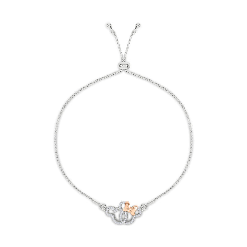 Disney Mickey & Minnie Mouse Two Tone Plated Sterling Silver Stone Set Bracelet B902055Tzwl.Ph