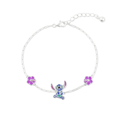 925 6.5``+1`` Enamel Stitch Bracelet