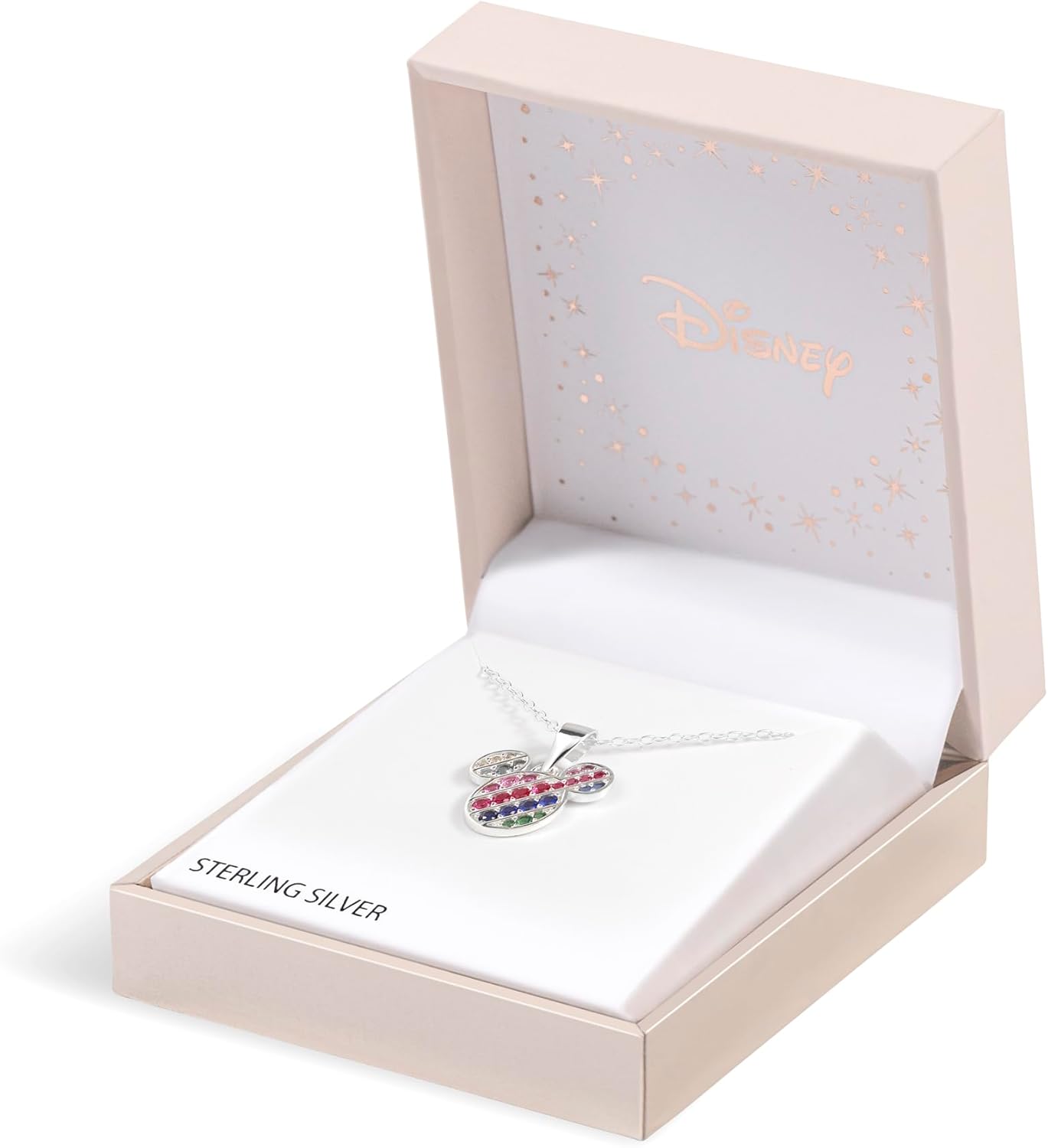Mickey Mouse Womens Sterling Silver Multicoloured Stone Set Necklace C903180SNML-P.PH