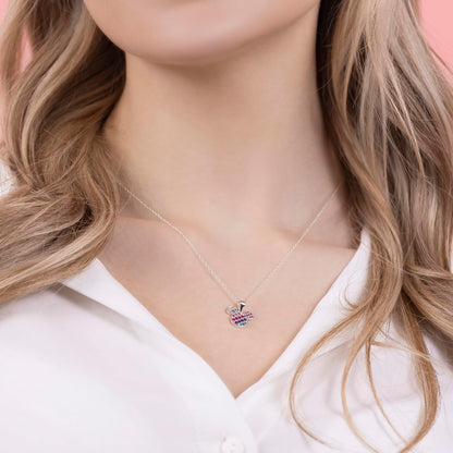 Mickey Mouse Womens Sterling Silver Multicoloured Stone Set Necklace C903180SNML-P.PH