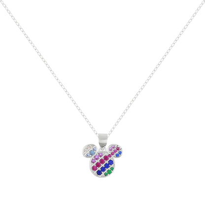 Mickey Mouse Womens Sterling Silver Multicoloured Stone Set Necklace C903180SNML-P.PH