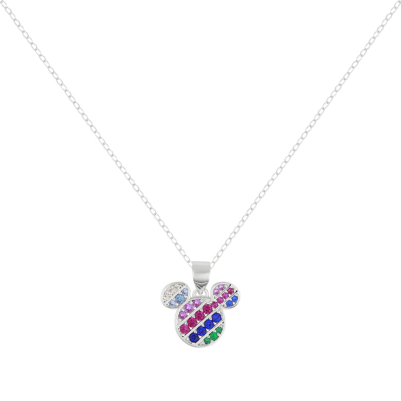 Mickey Mouse Womens Sterling Silver Multicoloured Stone Set Necklace C903180SNML-P.PH