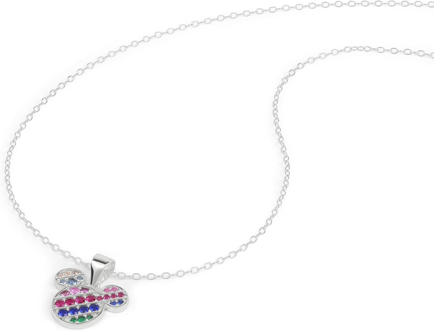 Mickey Mouse Womens Sterling Silver Multicoloured Stone Set Necklace C903180SNML-P.PH