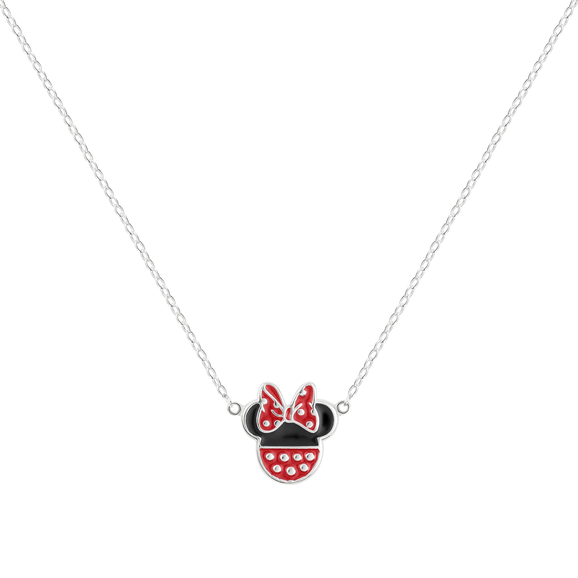 Disney Girls Minnie Mouse Sterling Silver Bow Pendant Necklace N903272SL-18.PH