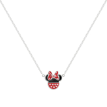 Disney Girls Minnie Mouse Sterling Silver Bow Pendant Necklace N903272SL-18.PH