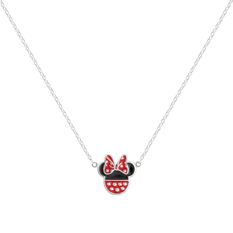 Disney Girls Minnie Mouse Sterling Silver Bow Pendant Necklace N903272SL-18.PH
