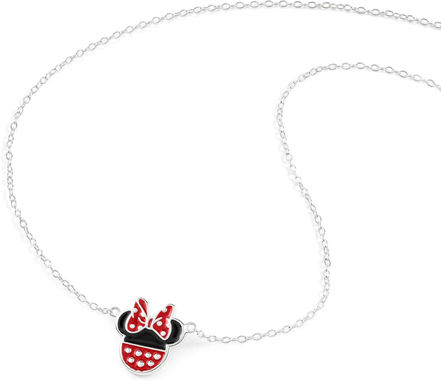 Disney Girls Minnie Mouse Sterling Silver Bow Pendant Necklace N903272SL-18.PH