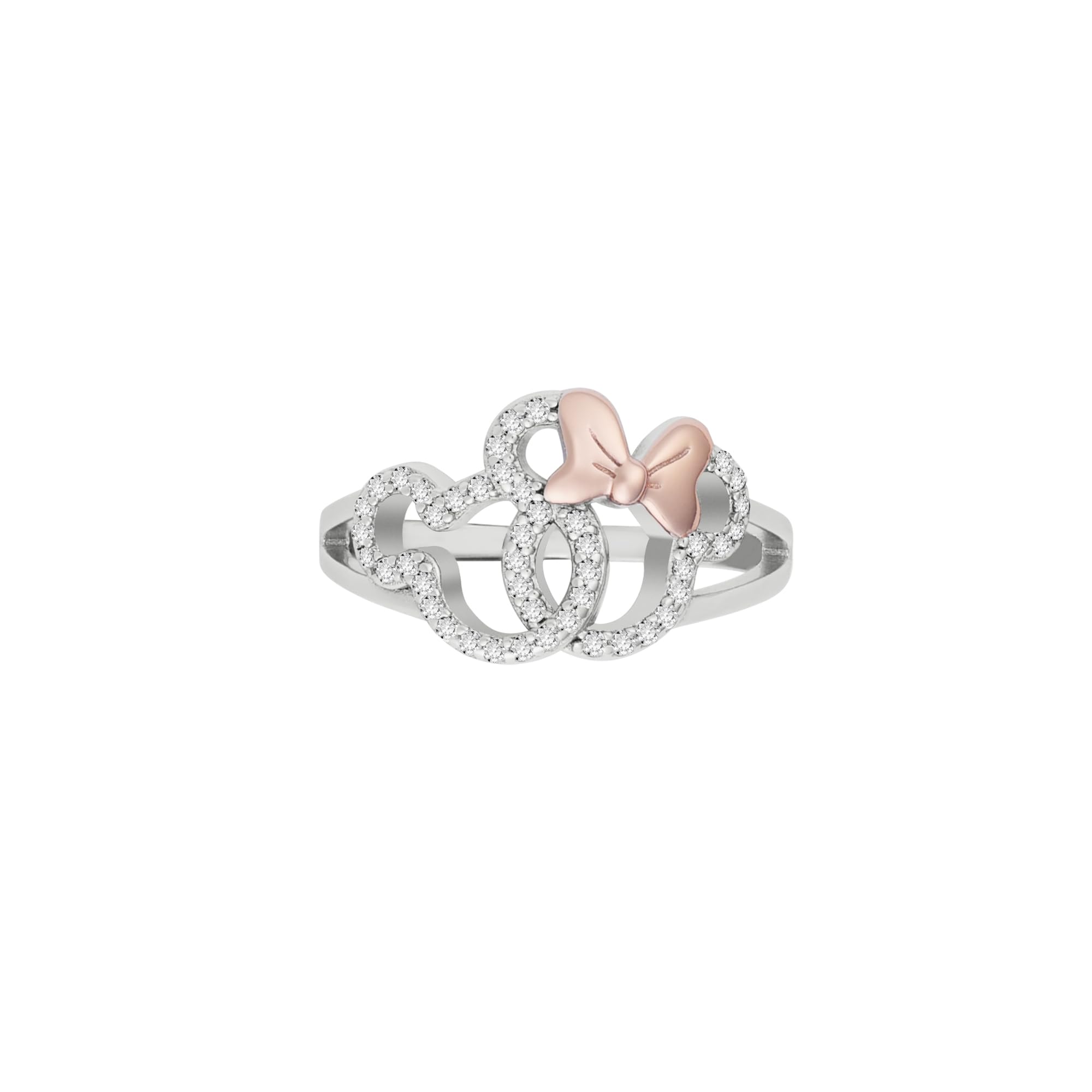 Disney Mickey and Minnie Girls Sterling Silver Stone Set Silhouette Ring