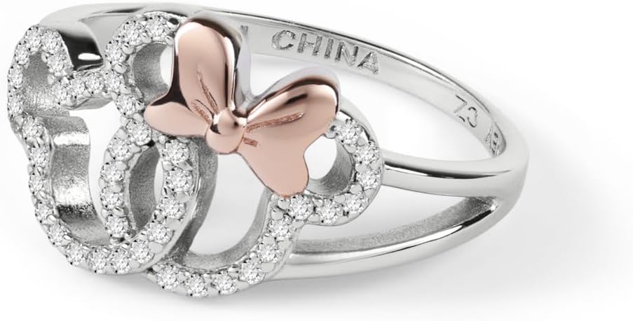 Disney Mickey and Minnie Girls Sterling Silver Stone Set Silhouette Ring