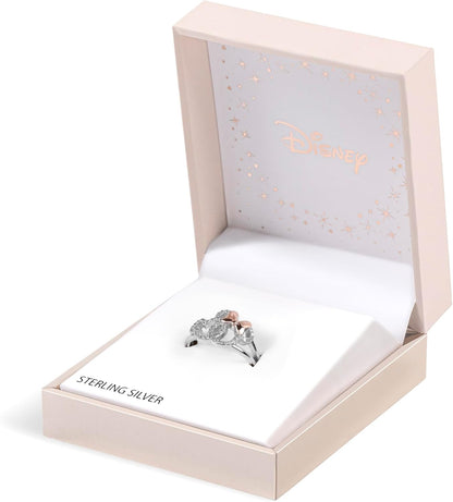 Disney Mickey and Minnie Girls Sterling Silver Stone Set Silhouette Ring